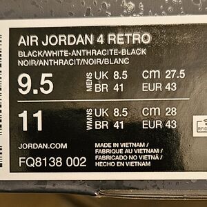Air Jordan 4 Retro Fear 2024. Brand NEW Size 9.5 US Mens